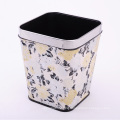 Cubo de cuero cubierto de basura de diseño de crisantemo para el hogar